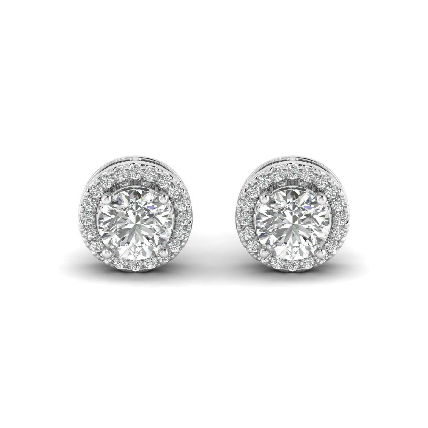 14K Gold Studded TW 3 Carat E Color VS1 Clarity Lab Grown Diamond Studs.